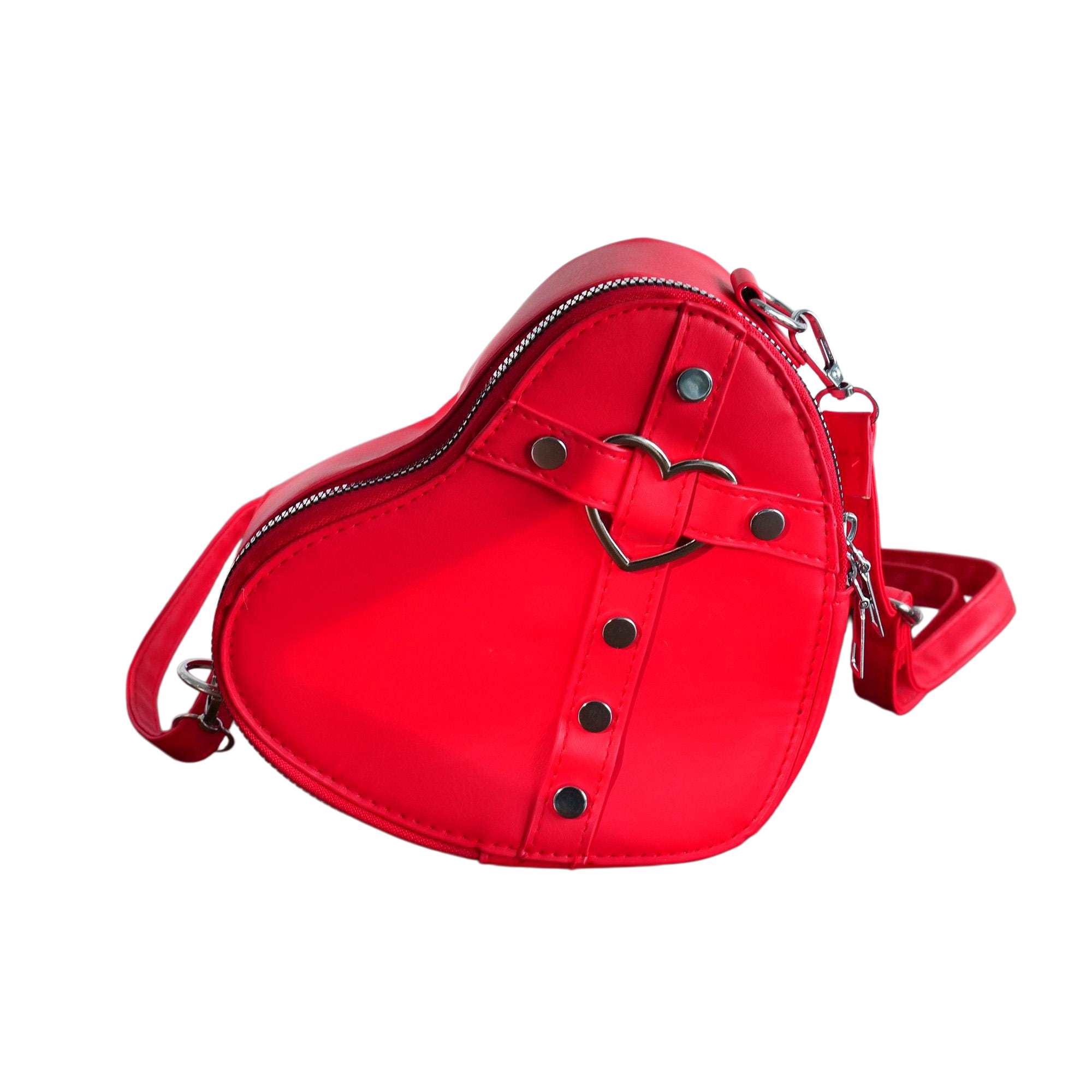 Red Heart-Shaped Crossbody Bag