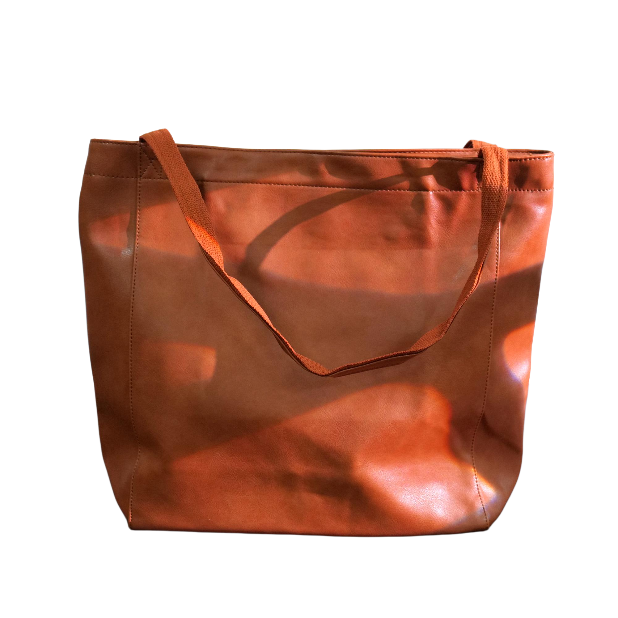 Burnt Orange Vintage PU Leather Tote Bag