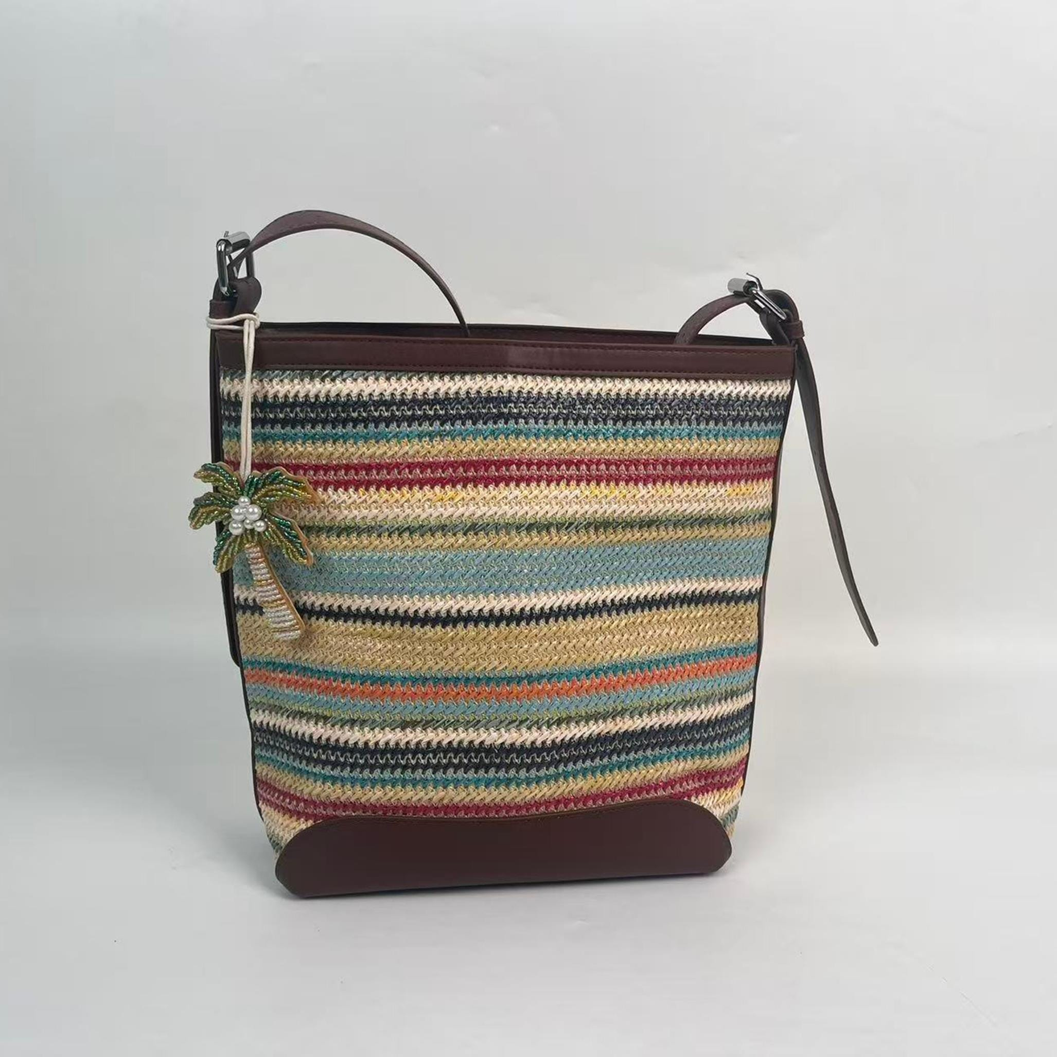 Multicolor Striped Woven Crossbody Bag