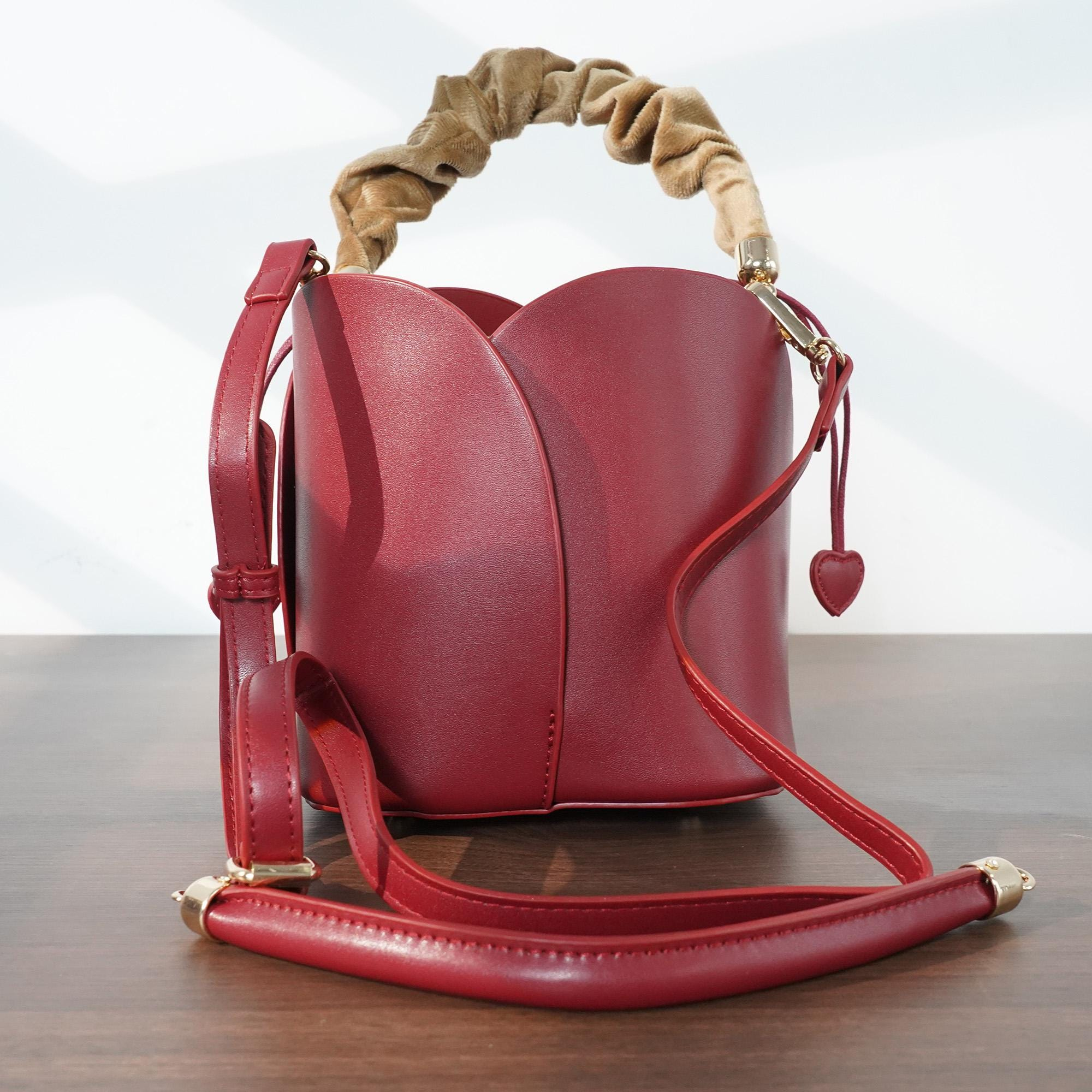 Burgundy Heart-Shaped Handbag