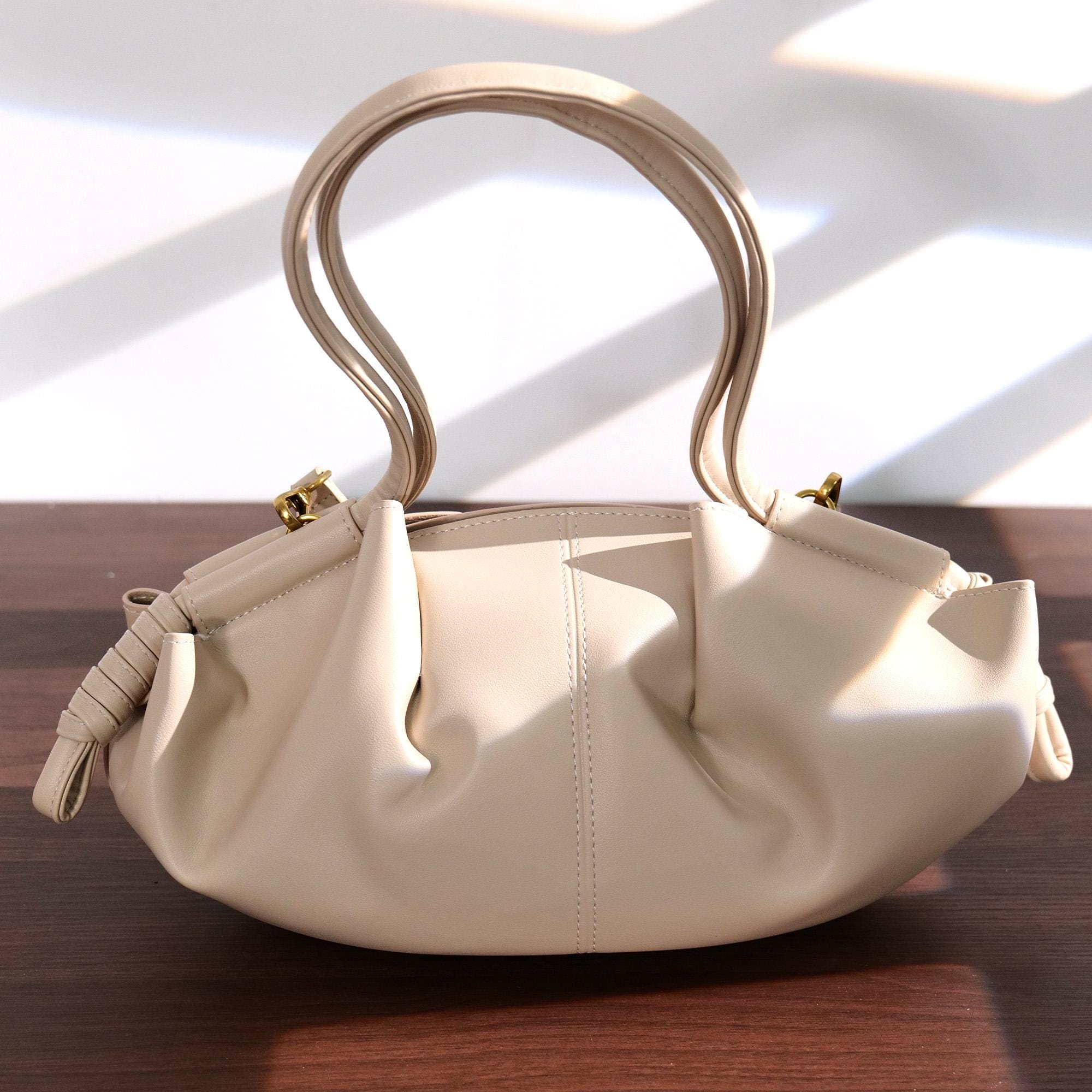 Ivory Pleated Cloud Handbag